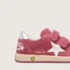 Ball Star Junior in camoscio rosso con stella in pelle bianca e linguetta sul tallone in argento metallizzato