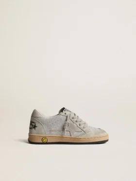 Ball Star Junior in glitter con inserti in pelle scamosciata grigio ghiaccio