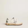Ball Star Junior in nappa con stella glitterata argento e linguetta sul tallone