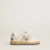 Ball Star Junior in nappa con stella glitterata argento e linguetta sul tallone