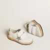 Ball Star Junior in nappa con stella glitterata argento e linguetta sul tallone