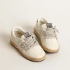 Ball Star Junior in nappa con stella glitterata argento e linguetta sul tallone