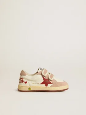 Ball Star Junior in nappa con stella in nappa e linguetta sul tallone in pelle scamosciata rosa