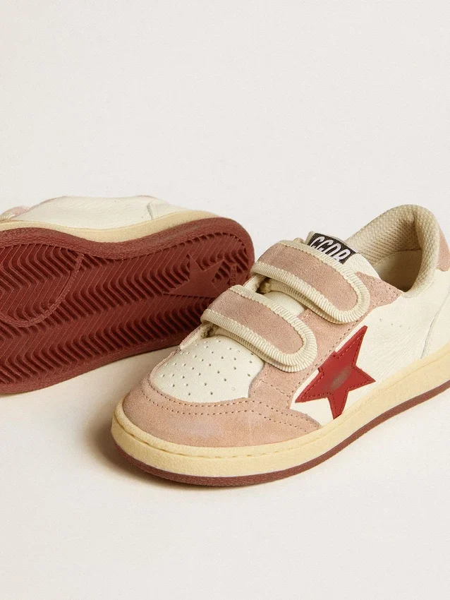 Ball Star Junior in nappa con stella in nappa e linguetta sul tallone in pelle scamosciata rosa