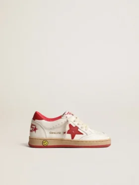 Ball Star Junior in nappa con stella in pelle rossa e linguetta sul tallone