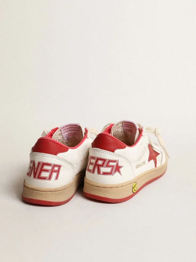 Ball Star Junior in nappa con stella in pelle rossa e linguetta sul tallone