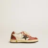 Ball Star Junior in nappa con stella nera e inserti in pelle rossa