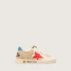 Ball Star Junior in pelle scamosciata beige con stella rossa e linguetta sul tallone azzurra