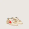 Ball Star Junior in pelle scamosciata beige con stella rossa e linguetta sul tallone azzurra