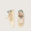 Ball Star Junior in pelle scamosciata beige con stella rossa e linguetta sul tallone azzurra