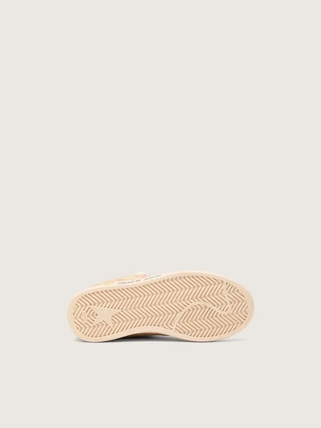 Ball Star Junior in pelle scamosciata beige con stella rossa e linguetta sul tallone azzurra