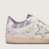 Ball Star LAB da donna in nylon bianco e pelle di pony con stella argentata e inserti lilla