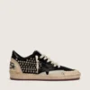 Ball Star LAB da donna in pelle scamosciata nera con borchie e stella in pelle nera lucida