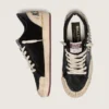 Ball Star LAB da donna in pelle scamosciata nera con borchie e stella in pelle nera lucida