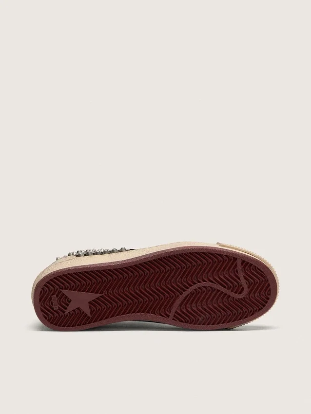 Ball Star LAB da donna in pelle scamosciata nera con borchie e stella in pelle nera lucida