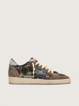 Ball Star LAB da donna in velluto matelassé marrone con strass e stella in pelle nera
