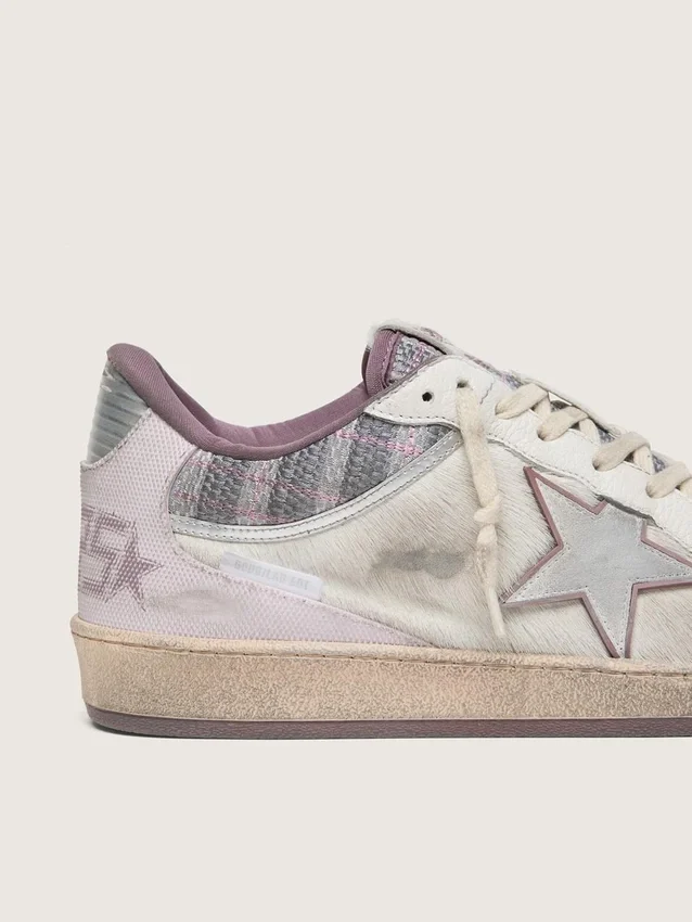 Ball Star LAB da uomo in nylon bianco e pelle di pony con stella argentata e inserti lilla