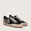 Ball Star LAB da uomo in pelle scamosciata nera con borchie e stella in pelle nera lucida