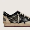 Ball Star LAB da uomo in pelle scamosciata nera con borchie e stella in pelle nera lucida