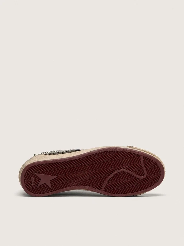 Ball Star LAB da uomo in pelle scamosciata nera con borchie e stella in pelle nera lucida