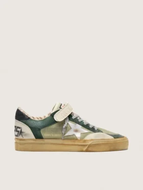Ball Star LAB da uomo in pelle scamosciata verde con stella in pelle argentata e linguetta sul tallone in pelle scamosciata nera