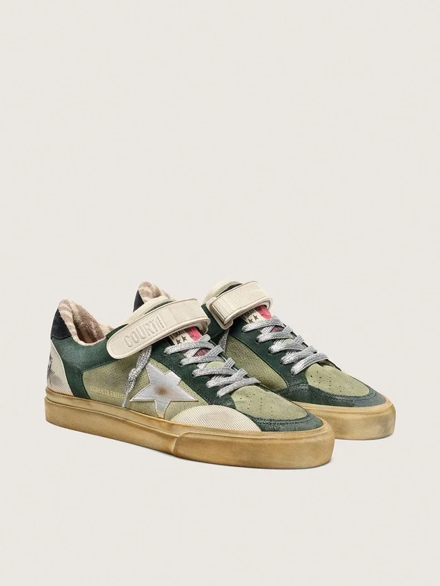 Ball Star LAB da donna in pelle scamosciata verde con stella in pelle argentata e linguetta sul tallone in pelle scamosciata nera