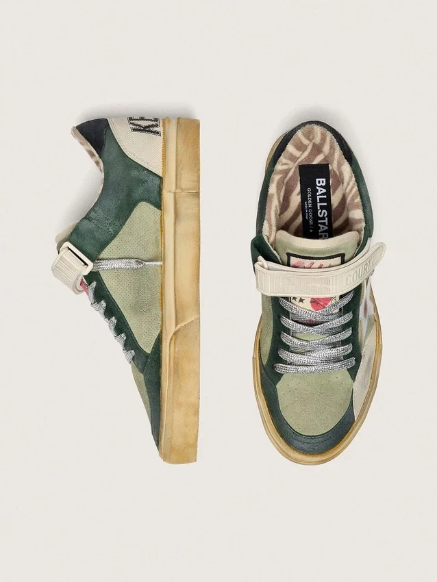 Ball Star LAB da donna in pelle scamosciata verde con stella in pelle argentata e linguetta sul tallone in pelle scamosciata nera