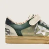 Ball Star LAB da donna in pelle scamosciata verde con stella in pelle argentata e linguetta sul tallone in pelle scamosciata nera
