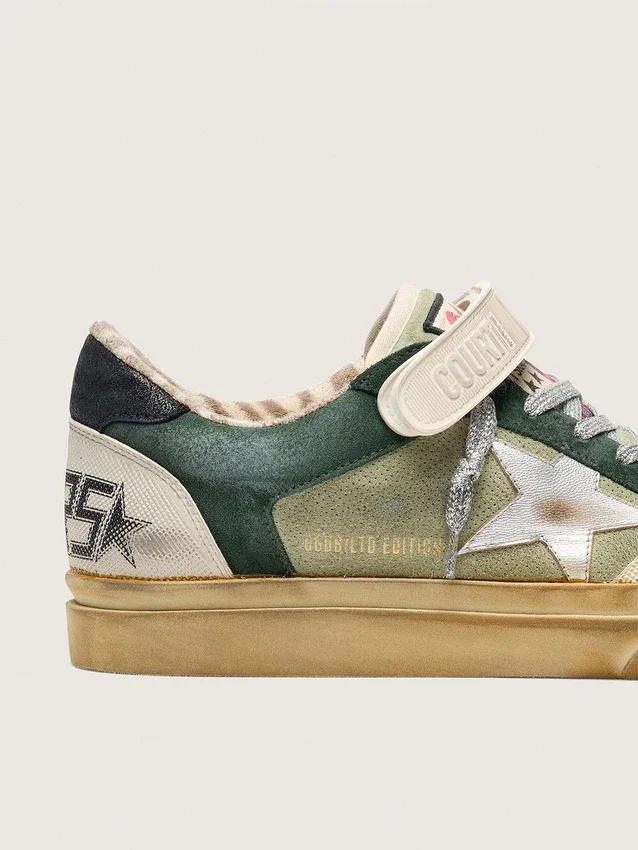 Ball Star LAB da donna in pelle scamosciata verde con stella in pelle argentata e linguetta sul tallone in pelle scamosciata nera