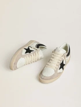 Ball Star LTD da donna in nappa con stella in cristallo nero e inserti in pelle scamosciata beige
