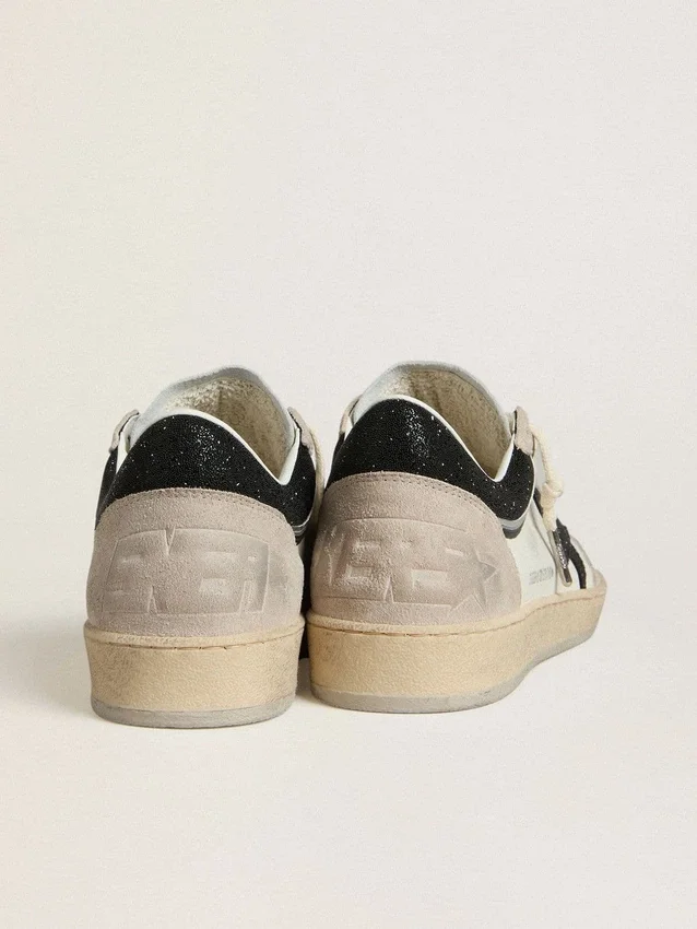 Ball Star LTD da donna in nappa con stella in cristallo nero e inserti in pelle scamosciata beige