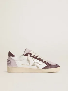 Ball Star LTD da donna in nappa con stella in pelle laminata platino e linguetta sul tallone in pelle nabuk bordeaux