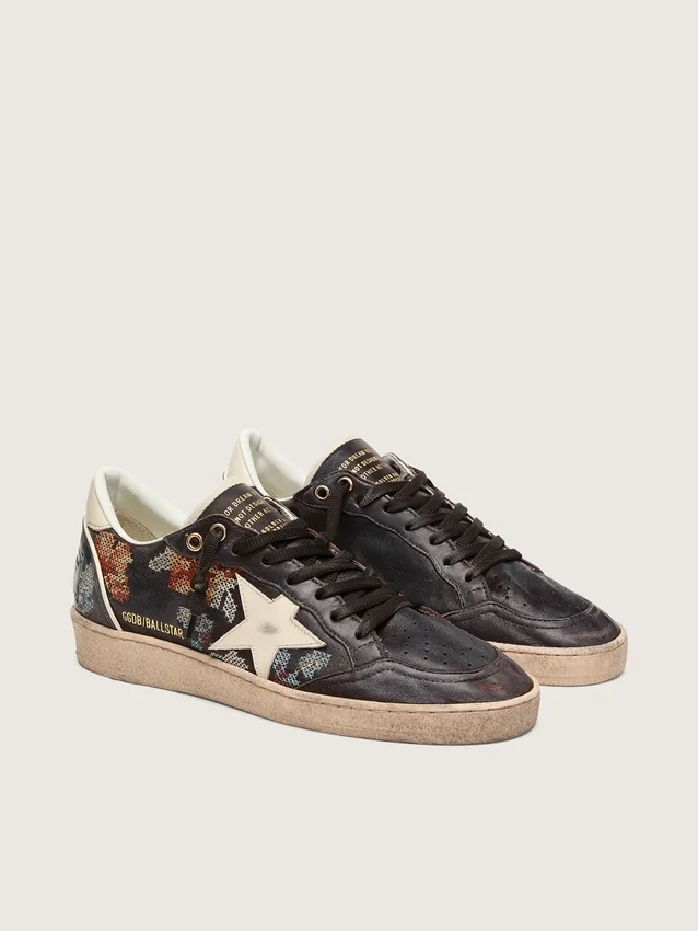 Ball Star LTD da donna in nappa ebano con ricami multicolori e stella bianca