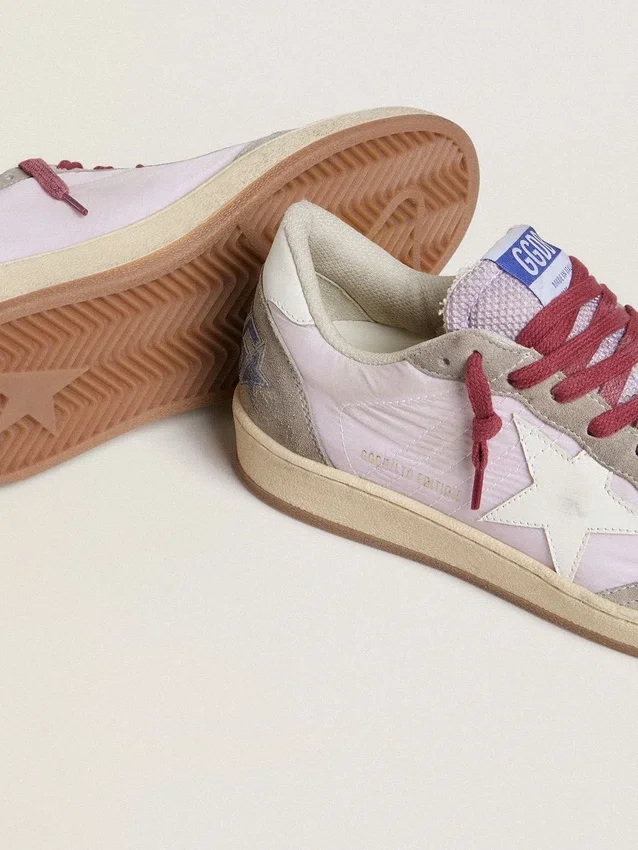 Ball Star LTD da donna in nylon lilla con stella in pelle bianca e inserti in pelle scamosciata