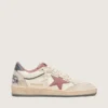 Ball Star LTD da donna in pelle beige con stella in rete rosa e linguetta sul tallone in pelle blu