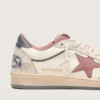 Ball Star LTD da donna in pelle beige con stella in rete rosa e linguetta sul tallone in pelle blu