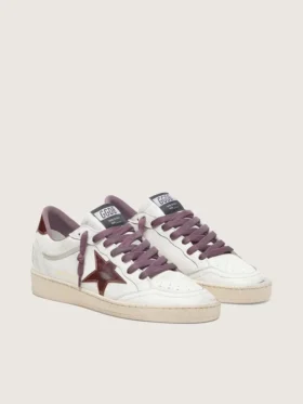 Ball Star LTD da donna in pelle bianca con stella in pelle bordeaux