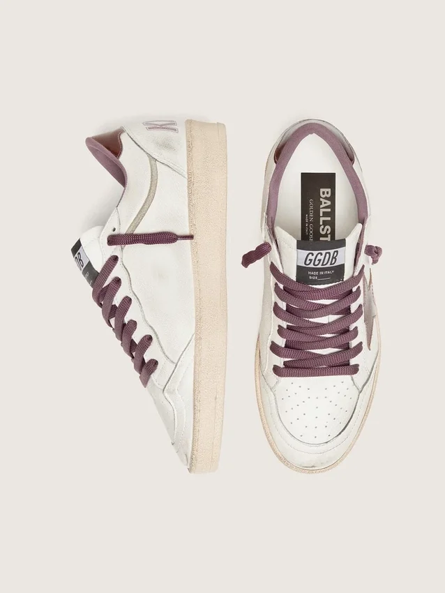 Ball Star LTD da donna in pelle bianca con stella in pelle bordeaux