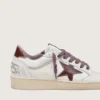 Ball Star LTD da donna in pelle bianca con stella in pelle bordeaux
