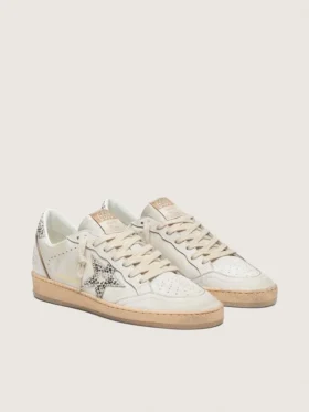 Ball Star LTD da donna in pelle bianca con stella in pelle di pony con stampa animalier