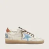 Ball Star LTD da donna in pelle bianca con stella ricamata azzurra