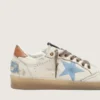 Ball Star LTD da donna in pelle bianca con stella ricamata azzurra