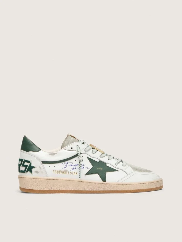 Ball Star LTD da donna in pelle bianca con stella verde e Pellami