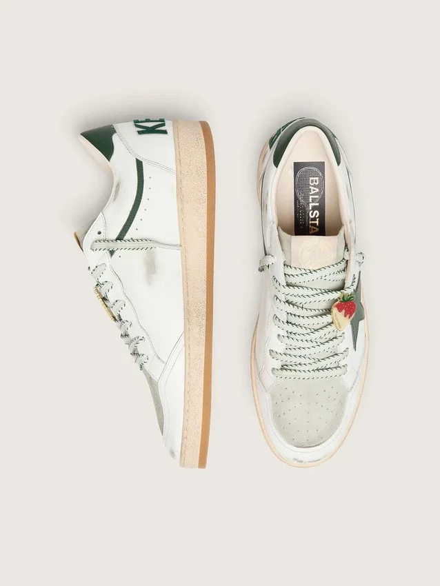Ball Star LTD da donna in pelle bianca con stella verde e Pellami