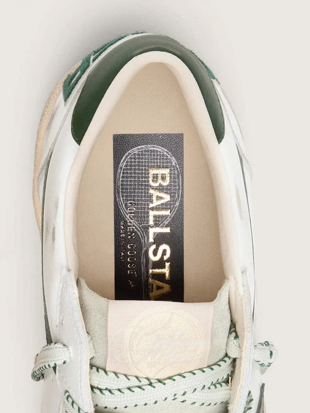 Ball Star LTD da donna in pelle bianca con stella verde e Pellami