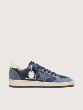 Ball Star LTD da donna in pelle blu scuro con stella in cristalli Swarovski azzurri e inserti in pelle scamosciata