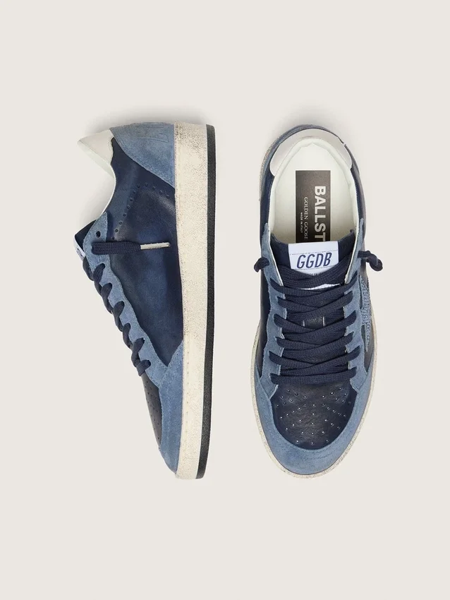 Ball Star LTD da donna in pelle blu scuro con stella in cristalli Swarovski azzurri e inserti in pelle scamosciata