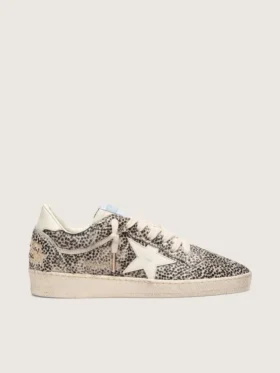 Ball Star LTD da donna in pelle di pony leopardata con stella in pelle color crema