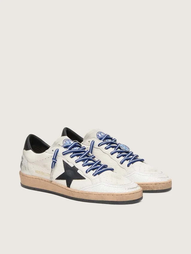Ball Star LTD da uomo in nappa bianca con stella e linguetta sul tallone in pelle nera
