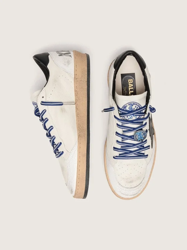 Ball Star LTD da uomo in nappa bianca con stella e linguetta sul tallone in pelle nera